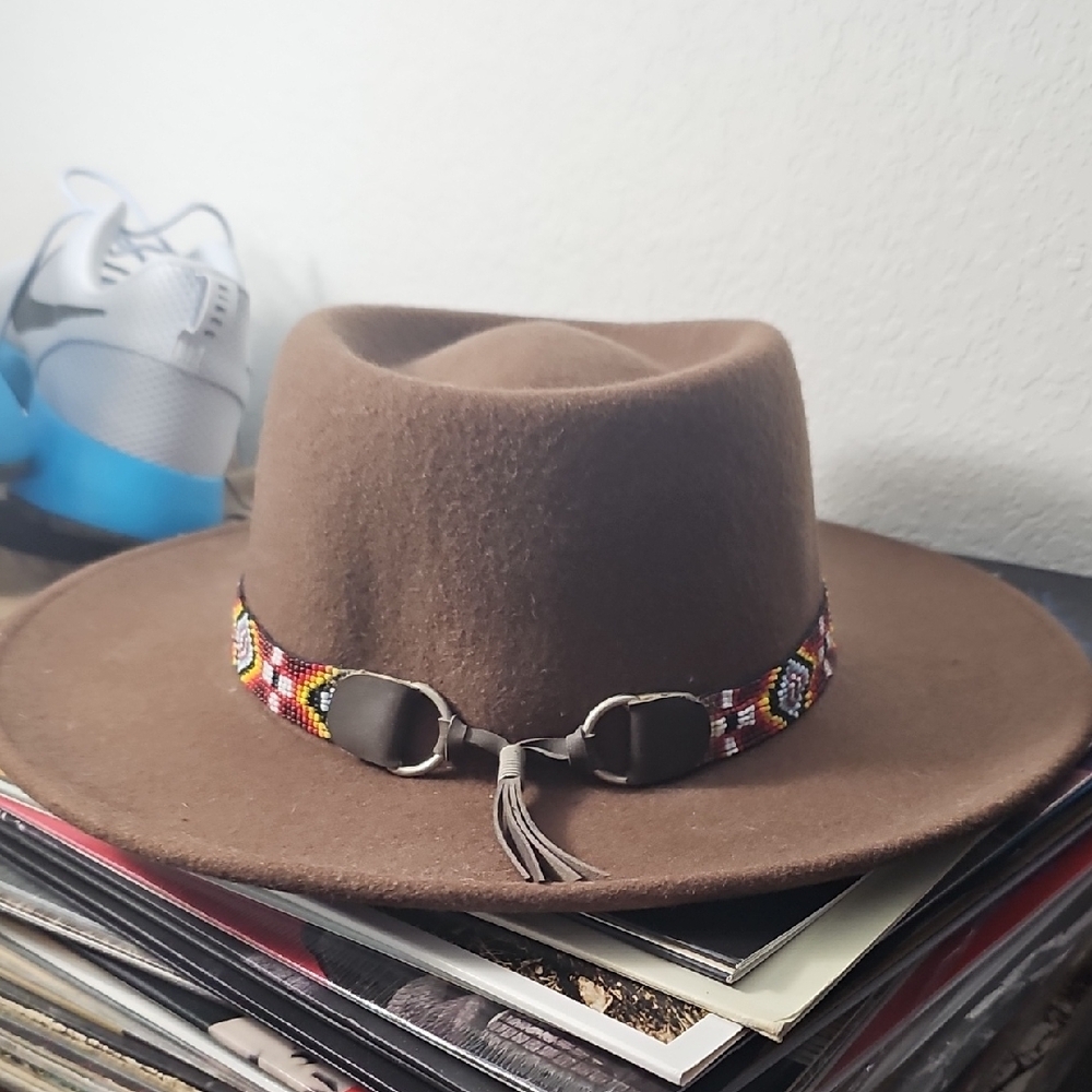 Minnetonka Brown Hat with Beaded Band Size Xl - Picture 4 of 4